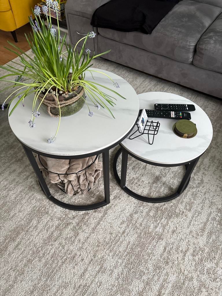 Salontafelset van 2, Huis en Inrichting, Tafels | Salontafels, Ophalen, Gebruikt, Rond, 50 tot 100 cm