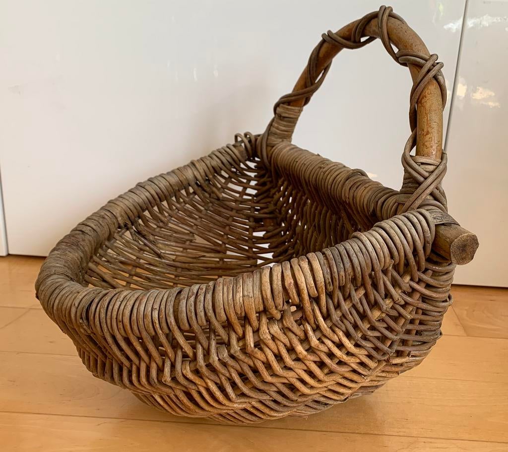 Hangende plantenmand rieten rotan mand plantenhanger tuin, Ophalen, Overige materialen, Gebruikt, Minder dan 60 cm