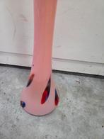 Hoge vintage glazen vaas met gekleurde spikkels, Ophalen of Verzenden