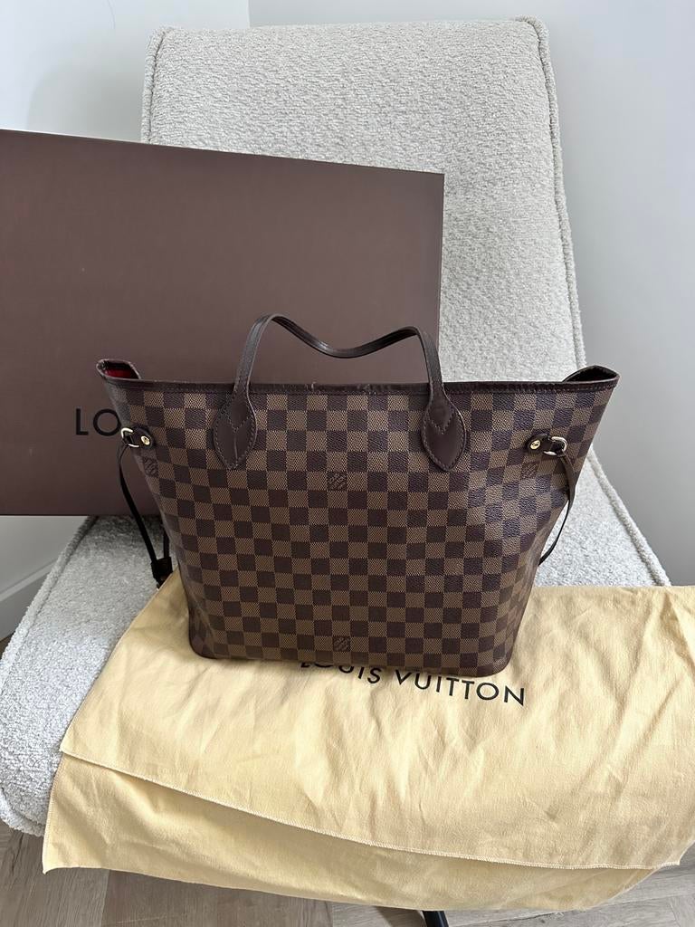 Originele Louis Vuitton Neverfull MM Damier Ebene, Ophalen of Verzenden, Zo goed als nieuw, Bruin, Shopper