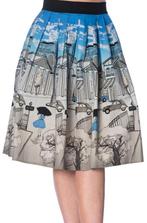 paris 50's skirt black white blue market retro S rok markt, Verzenden, Zwart, Banned retro, Nieuw