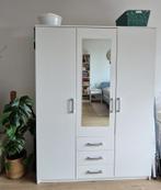 JYSK VELLERUP Kledingkast 3‑deurs met Spiegel & Lades – Wit, Huis en Inrichting, Overige materialen, 150 tot 200 cm, Zo goed als nieuw