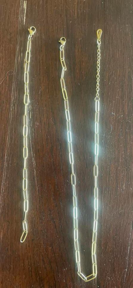 Gouden ketting en armband set - 18 K Gold plated, Ophalen of Verzenden, Zo goed als nieuw, Goud, Overige materialen