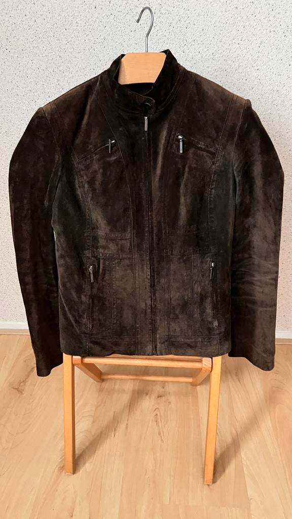 Arma gevoerd suede leren jasje, donkerbruin, mt 38, Kleding | Dames, Jasjes, Kostuums en Pakken, Ophalen of Verzenden, Zo goed als nieuw