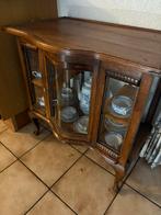 Antieke thee kastje met sierlijk houtsnijwerk, Ophalen of Verzenden