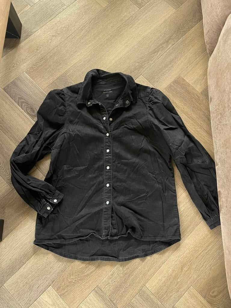 Studio Anneloes zwarte denim blouse maat l, Ophalen of Verzenden, Zo goed als nieuw, Maat 42/44 (L), Zwart