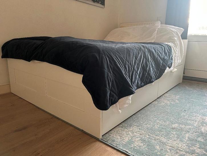IKEA BRIMNES bedframe met opberglades + lattenbodem, Huis en Inrichting, Slaapkamer | Bedden, Gebruikt, Tweepersoons, 140 cm, 200 cm