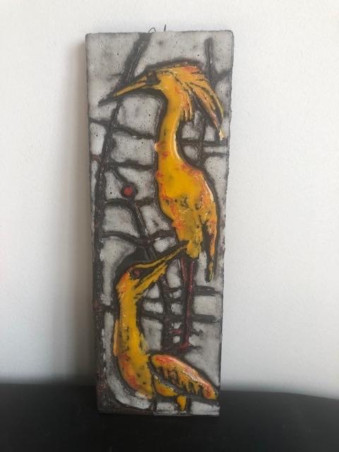 Ruscha wandbord reiger kraanvogel West Germany, Ophalen