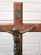 kruisbeeld staand met messing jezus, Ophalen of Verzenden