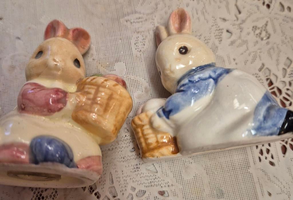 Vintage Paashaasjes zout en peper strooier zie foto's, Ophalen of Verzenden, Zo goed als nieuw