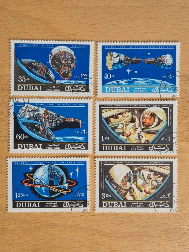 Dubai 1966 ruimtevaart, Postzegels en Munten, Postzegels | Azië, Ophalen of Verzenden, Gestempeld, Midden-Oosten