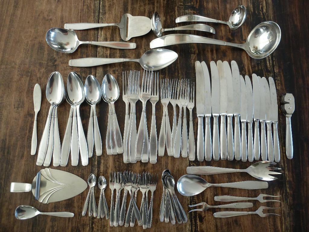 Gero Zilmeta 562 Chevron Carre cassette aanv messen zout etc, Ophalen of Verzenden, Gebruikt, Rvs of Chroom, Los bestek