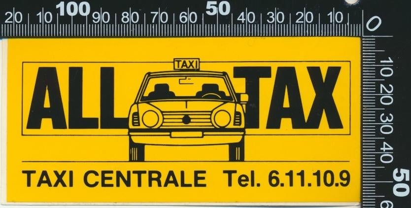 Sticker: All Tax Taxi Centrale, Ophalen of Verzenden, Zo goed als nieuw, Bedrijf of Vereniging