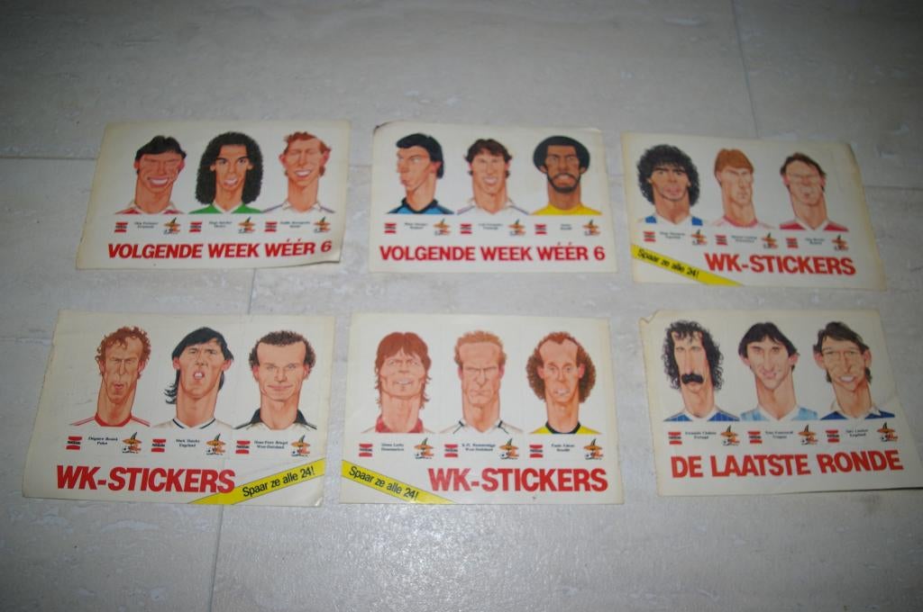 • zes stickers met elk 3 voetballers Uitgave Panorama/Prive, Verzamelen, Ophalen of Verzenden, Zo goed als nieuw, Overige binnenlandse clubs