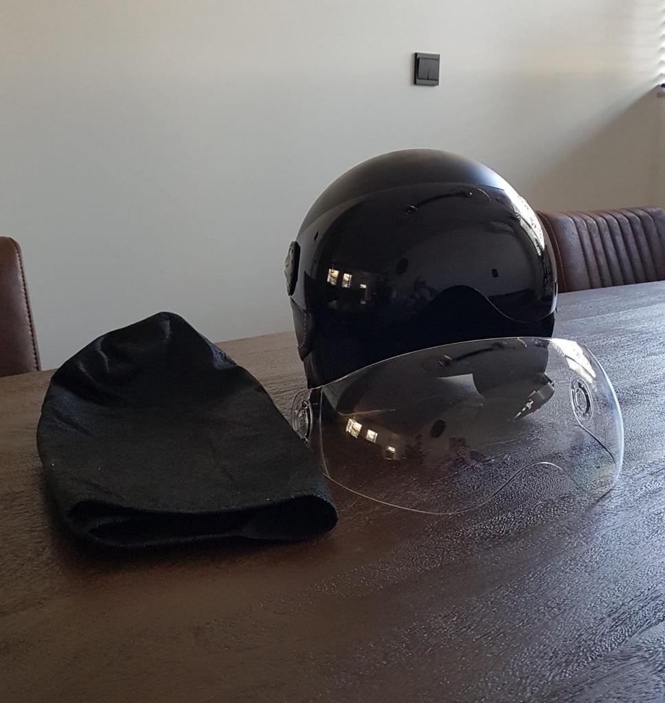Zwarte jethelm met vizier, Motoren, Kleding | Motorhelmen, Jethelm, Kinderen, S, Tweedehands