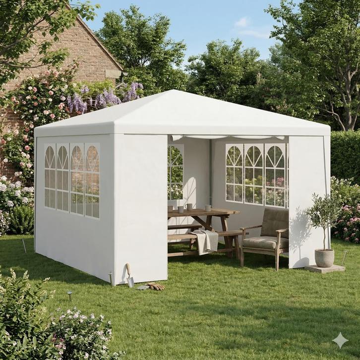 HUUR - Partytent in de maat 4 x 4 m, Tuin en Terras, Partytenten, Nieuw, Partytent, 2 meter of meer, Minder dan 5 meter, 4 tot 6 meter