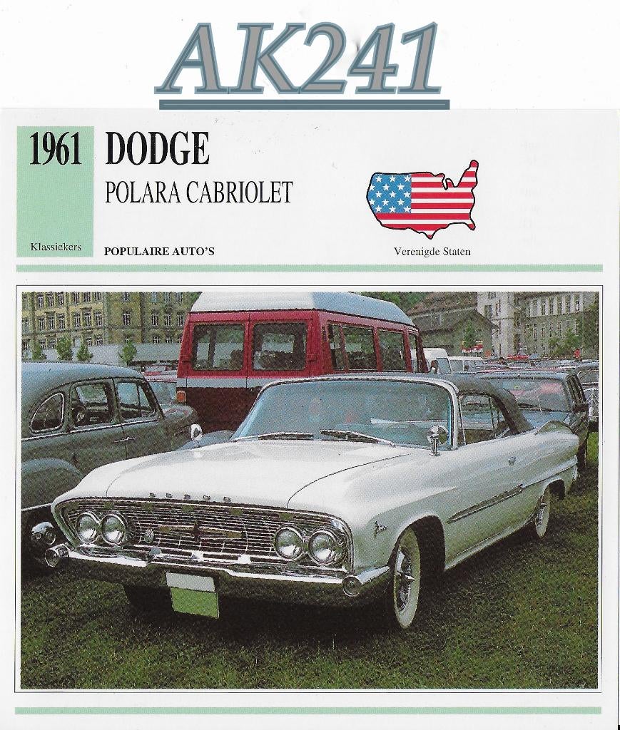 Ak241 autokaart dodge polara cabriolet  --, Ophalen of Verzenden, Zo goed als nieuw, Auto's