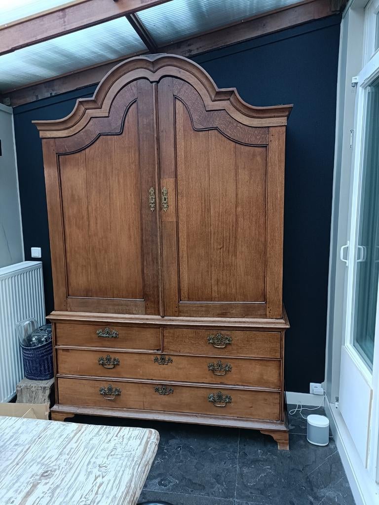 Antieke houten kabinetkast met lades, Antiek en Kunst, Ophalen of Verzenden