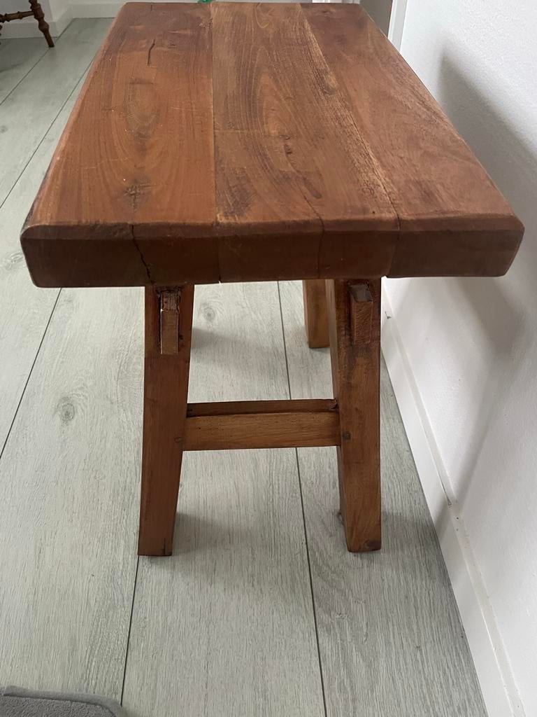 Massief houten bankje - Rustiek en veelzijdig, Gebruikt, Minder dan 75 cm, Tweepersoons, Ophalen of Verzenden