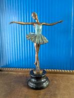 Bronzen ballerina beeldje op marmeren sokkel, Ophalen of Verzenden