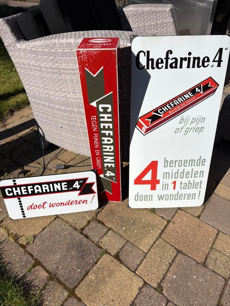 Emailleborden set Chefarine 4 Langcat Bussum, Ophalen of Verzenden, Zo goed als nieuw, Reclamebord