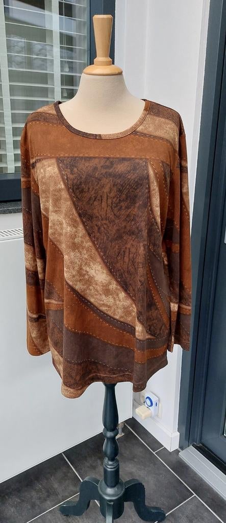 Nieuw shirt lange mouwen suède print bruin beige, Ophalen of Verzenden