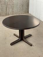 Vintage ronde tafel Lubke design 1970 bruin hout massief, Ophalen