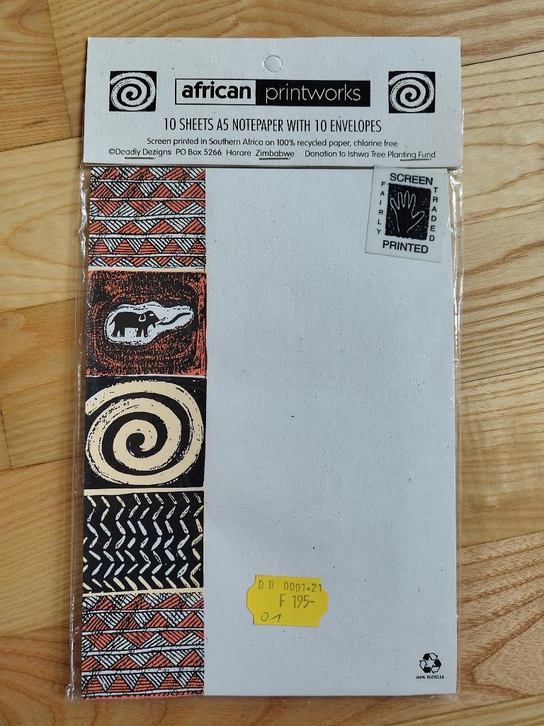 Briefpapier met enveloppen Zuid-Afrikaanse print 10 stuks, Diversen, Schrijfwaren, Ophalen of Verzenden, Nieuw