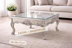 Barok salontafel – zilver met glasplaat, 50 tot 100 cm, Ophalen of Verzenden, Zo goed als nieuw, Minder dan 50 cm