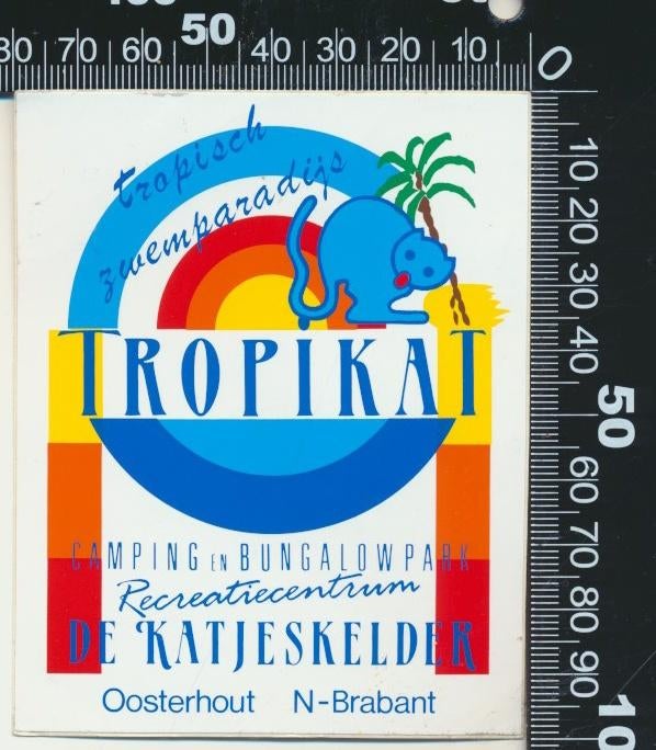 Sticker: Tropisch Zwemparadijs Tropikat - De Katjeskelder, Ophalen of Verzenden, Zo goed als nieuw, Bedrijf of Vereniging