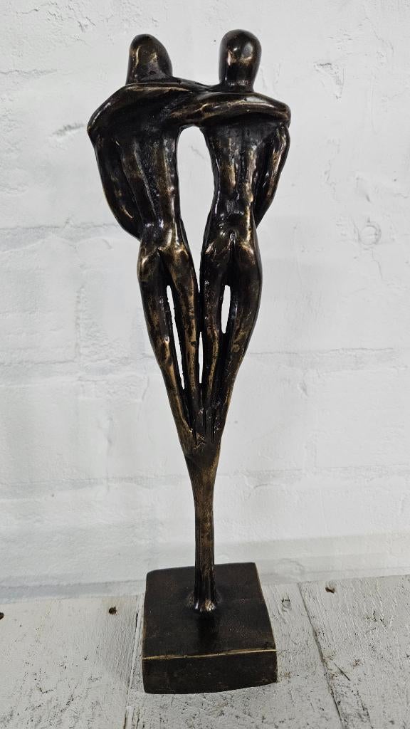 VRIENDSCHAP / VRIENDEN / BRONZEN BEELD / mannen, Antiek en Kunst, Handgemaakt, Ophalen of Verzenden, Brons, Beeld