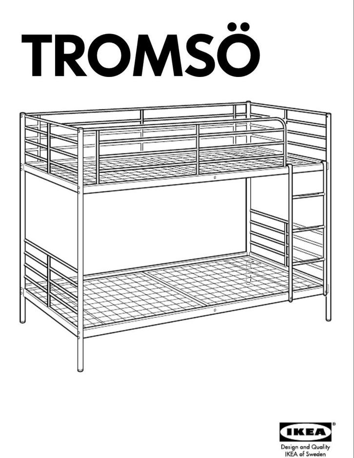 IKEA Tromso stapelbed - Zilverkleurig metaal, Kinderen en Baby's, Kinderkamer | Stapelbedden en Hoogslapers, Gebruikt, Stapelbed