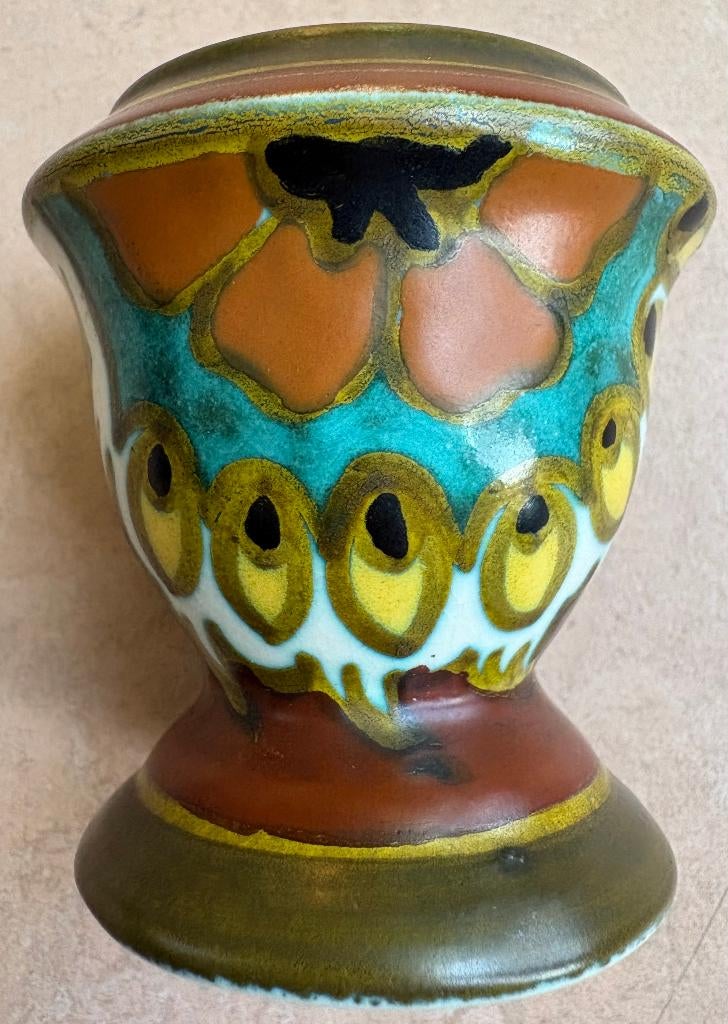 Klein inktpotje, Gouds plateel, art deco, Antiek en Kunst, Antiek | Keramiek en Aardewerk, Ophalen of Verzenden