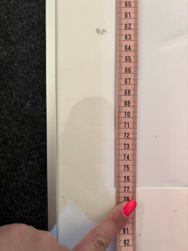 Grote fotolijst met passe-partout, wit/zilver, 72x80 cm, Huis en Inrichting, Overige materialen, Gebruikt, Ophalen of Verzenden