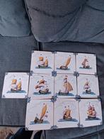 Delfts blauwe tegels met boten en witjes met hoekpatroon, Ophalen of Verzenden