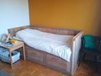 Eenpersoons steigerhouten bed met lades, Huis en Inrichting, Slaapkamer | Bedden, Ophalen, Gebruikt, 90 cm, Eenpersoons