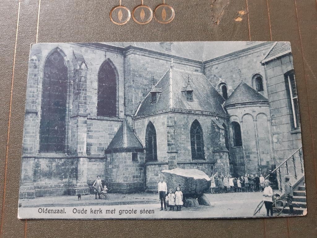 TK ansicht Oldenzaal, groote steen 1 bij Plechelmus, 1929, Ophalen of Verzenden, 1920 tot 1940, Gelopen, Overijssel