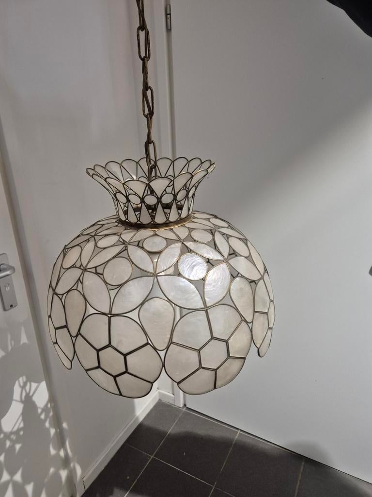 Capiz schelpenlamp hanglamp, Huis en Inrichting, Lampen | Hanglampen, Ophalen, Onbekend, Onbekend, Onbekend