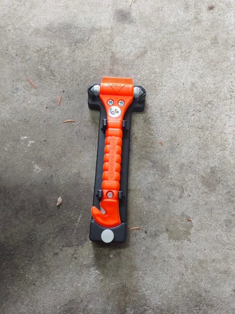 Oranje veiligheidshamer met gordelsnijder, Ophalen of Verzenden