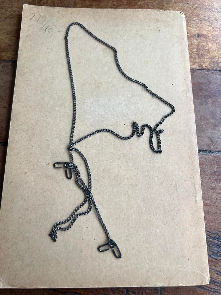 WO2 Amerikaans vroeg oorlogs J-hook dog tag ketting compleet, Verzamelen, Amerika, Ophalen of Verzenden, Embleem of Badge