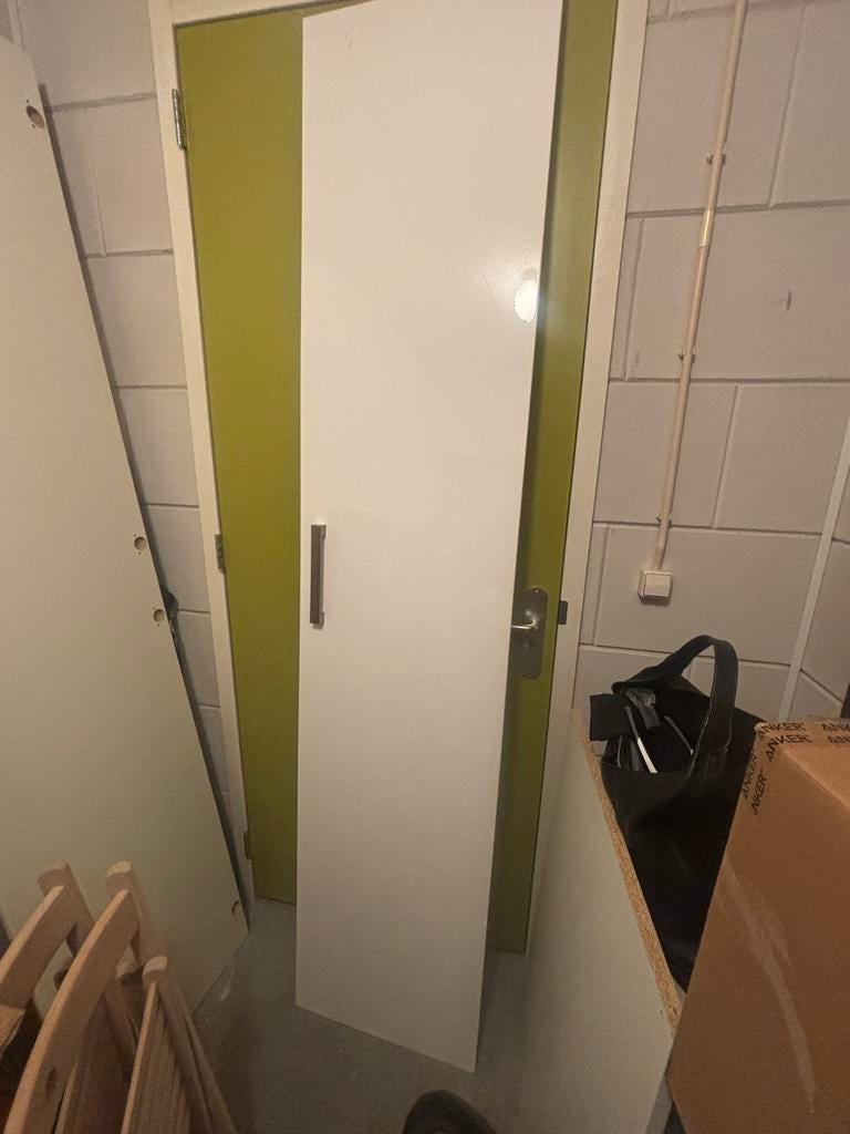 2x witte hoogglans Pax deuren met handgreep 229x50, Ophalen, Gebruikt, Minder dan 80 cm, 215 cm of meer