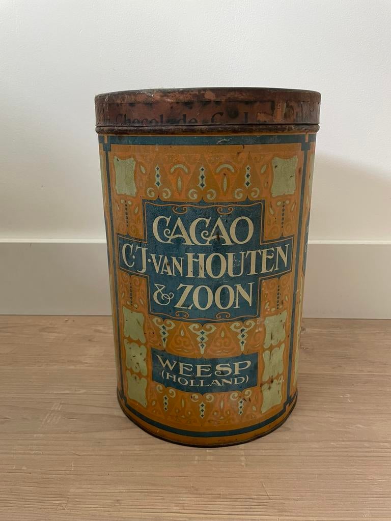 Vintage blik - Weesp Cacao, C.J. van Houten & Zoon, Verzamelen, Blikken, Ophalen of Verzenden, Gebruikt, Overige, Overige merken