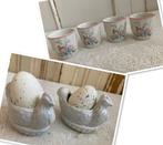 Pasen / Brocante porseleinen eierdopjes met bloempatroon, Ophalen of Verzenden