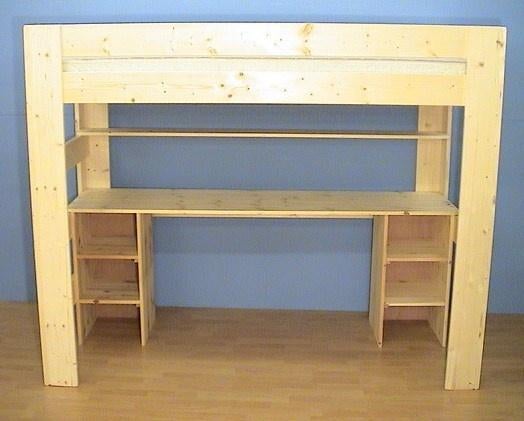 Massief houten hoogslaper met 2 x open kastje, Kinderen en Baby's, Kinderkamer | Stapelbedden en Hoogslapers, Ophalen of Verzenden