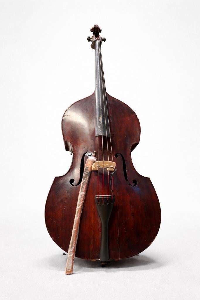 Vintage Contrabas met Strijkstok - Klassiek Muziekinstrument, Muziek en Instrumenten, Ophalen, Gebruikt, 3/4-contrabas, Met koffer