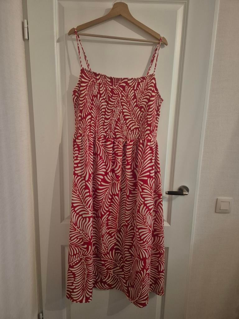 H&M zomerjurk rood met wit patroon, Maat 46/48 (XL) of groter, Ophalen of Verzenden, Zo goed als nieuw, Rood