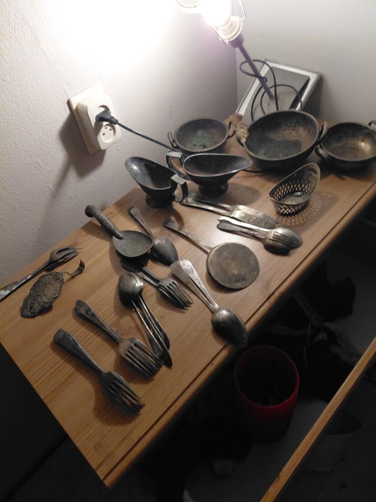 Vintage Bestek en Koperen Pannen Set, Ophalen of Verzenden