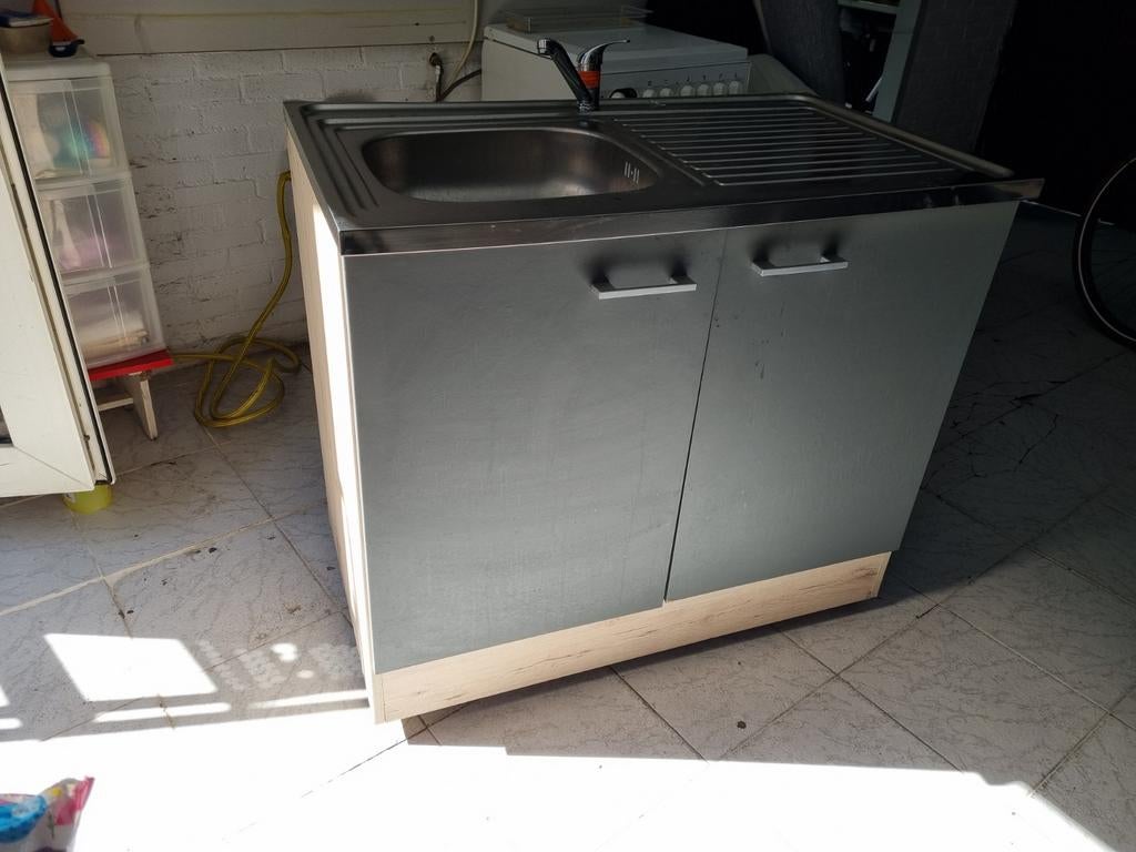 Compacte spoelbak met onderkast - Ideaal voor kleine ruimtes, Gebruikt, Minder dan 100 cm, Grijs, 25 tot 50 cm