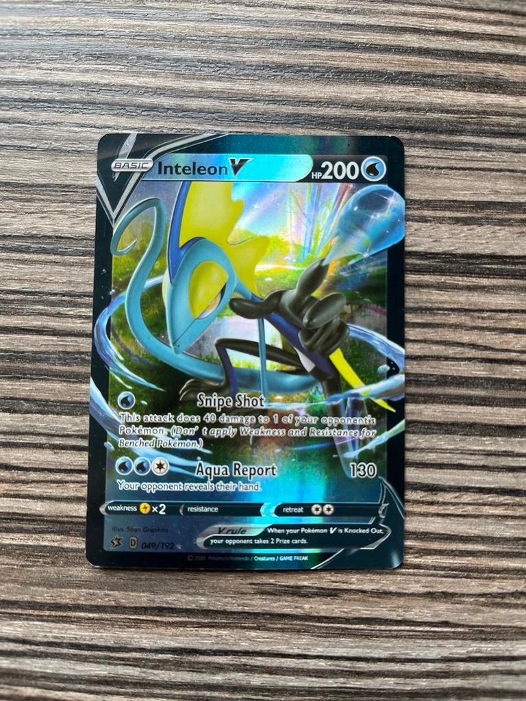 Inteleon V Pokémon kaart (049/192) - Zo goed als nieuw, Ophalen of Verzenden, Zo goed als nieuw, Losse kaart