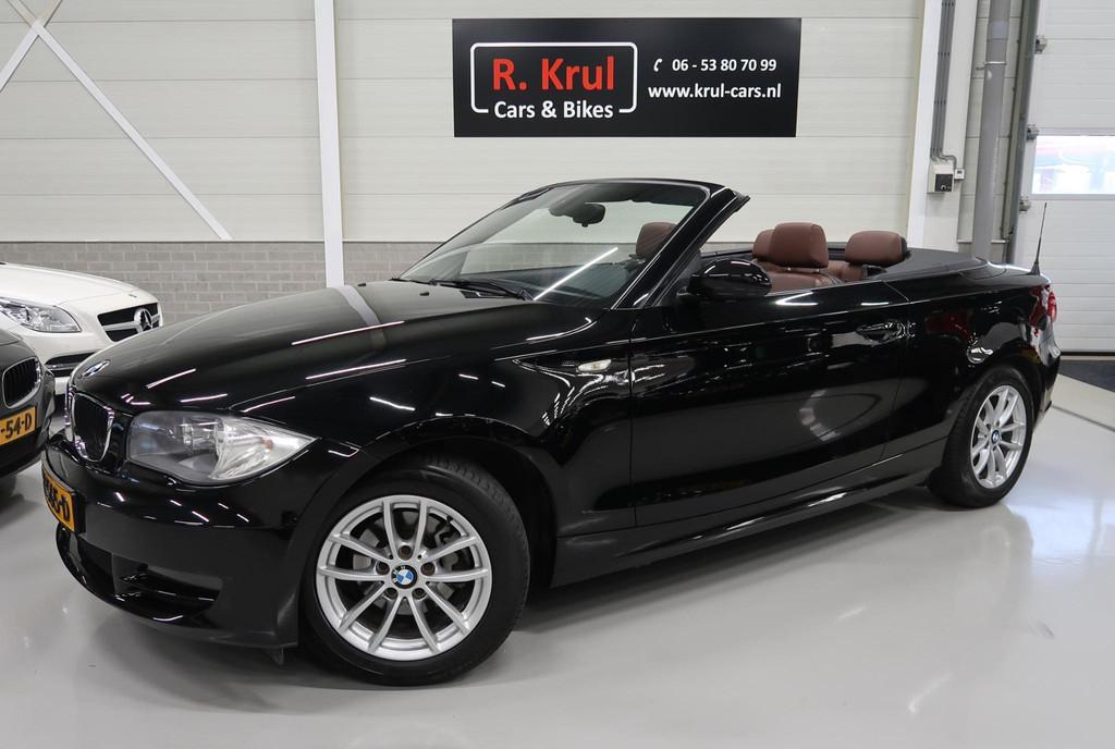 BMW 1-serie Cabrio 118i Airco-ecc Bruin Leer Stoelverwarming, Auto's, 1-Serie, Euro 5, Cabriolet, 4 stoelen